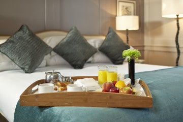 Breakfast tray on bed of Grand Room